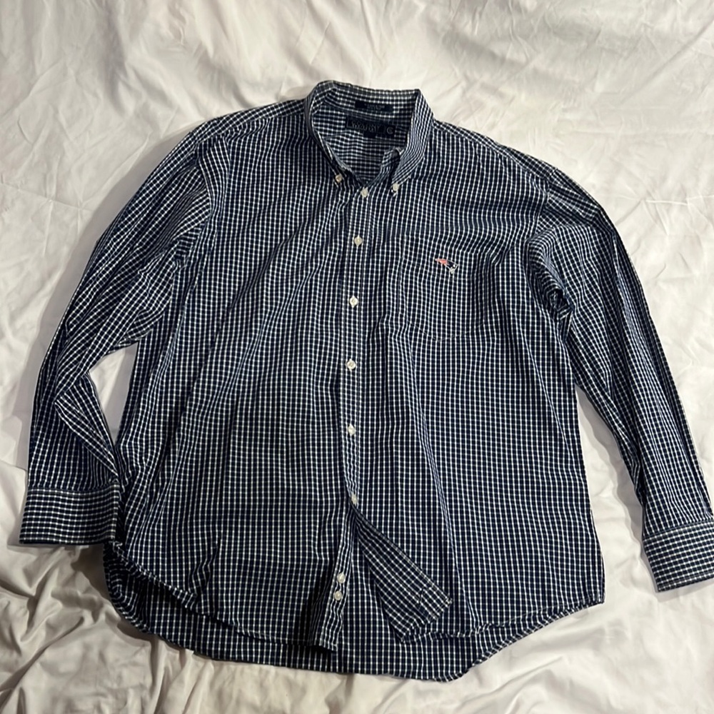 Mens Patriots Wrinkle Free Plaid Casual Dress Shirt